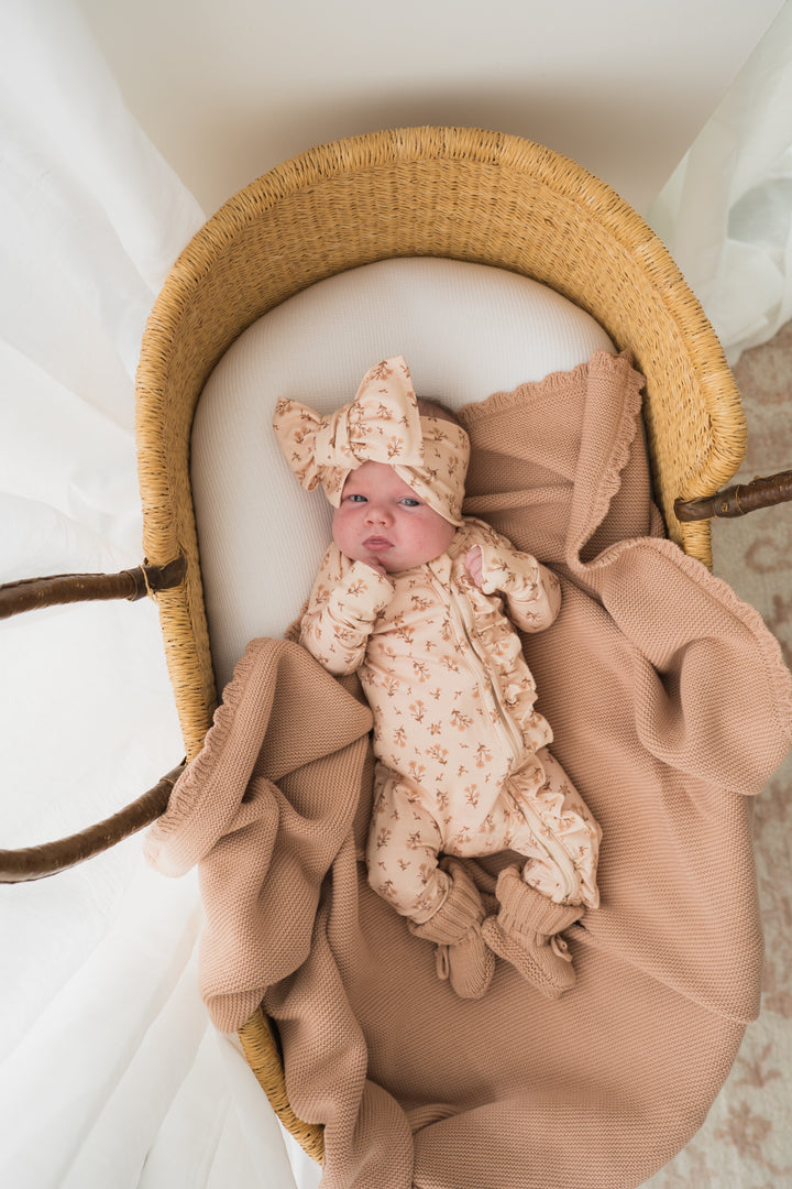 Frill Zip Romper | Paisley Coffee