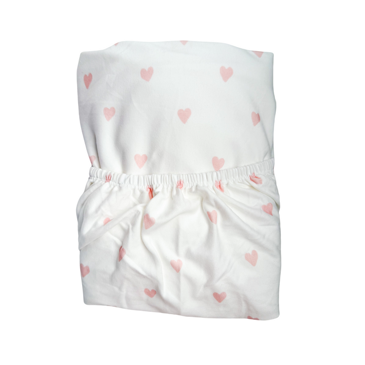 Cot Sheet | Pink Hearts