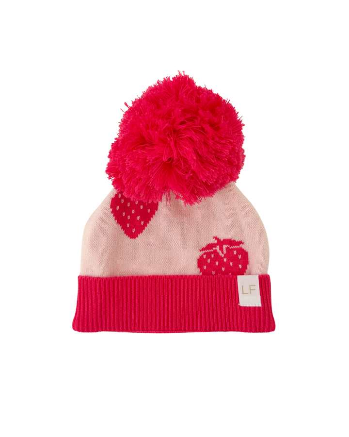 Knitted Pom Beanie | Strawberries