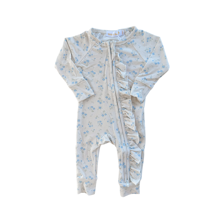 Frill Zip Romper | Paisley Blue