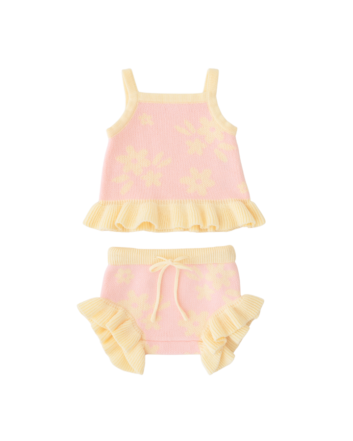 Knit Summer Set | Daisy Floral Lemon
