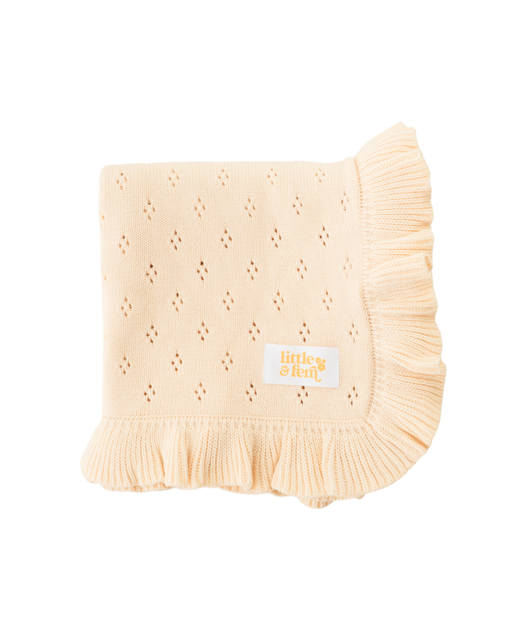 Frill Knit Blanket | Cream Pointelle