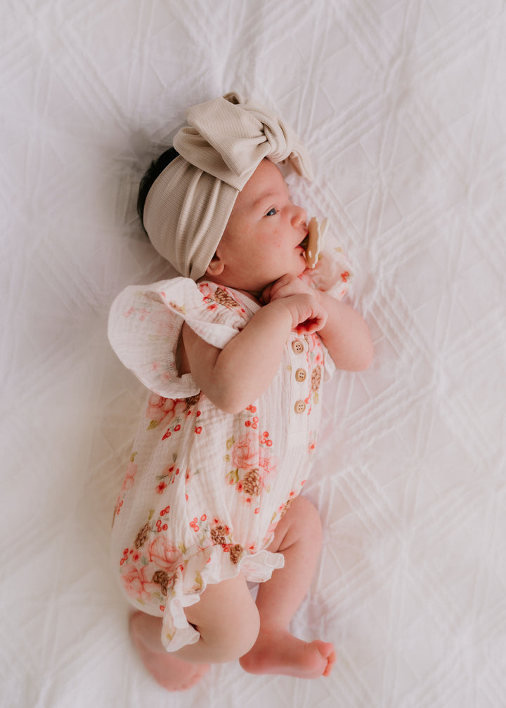 Frill Muslin Romper | Berry Floral