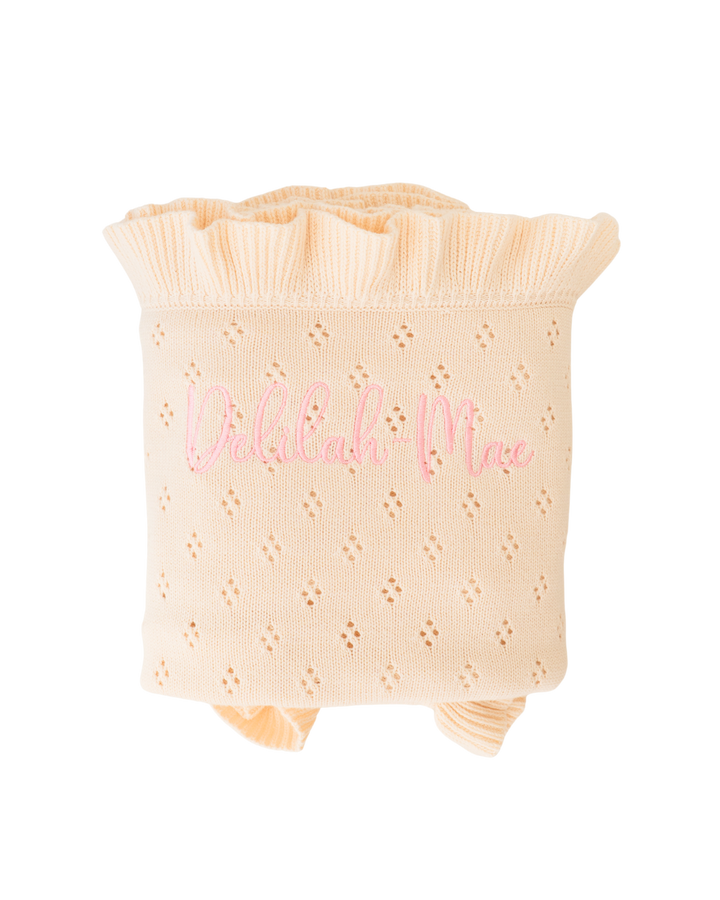 Frill Knit Blanket | Cream Pointelle