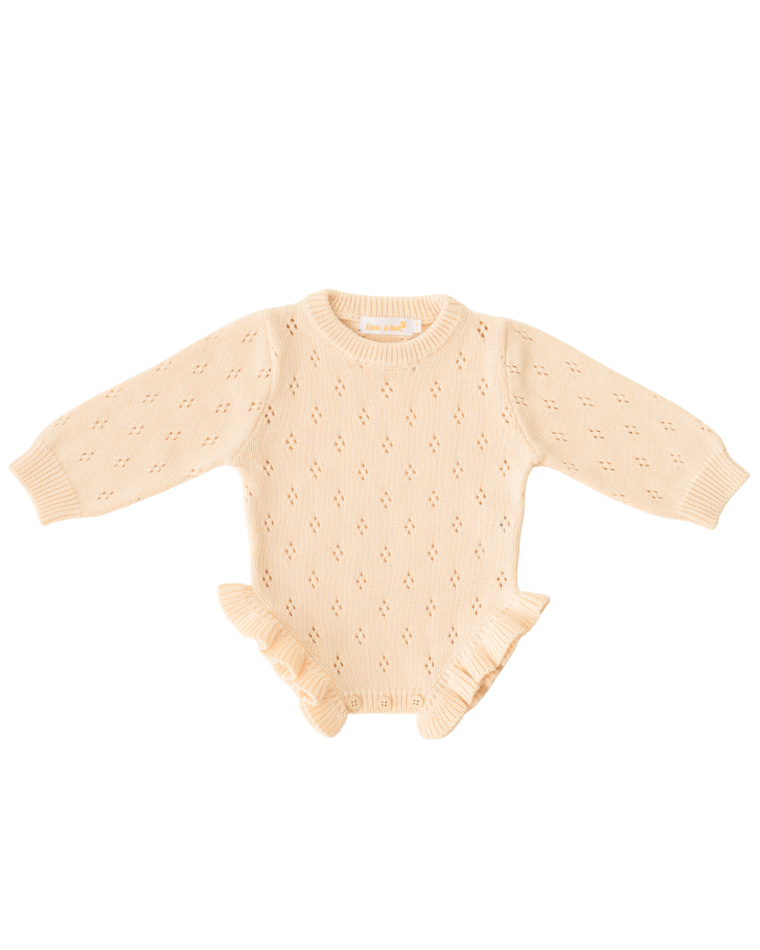 Frill Knit Pointelle Romper | Cream