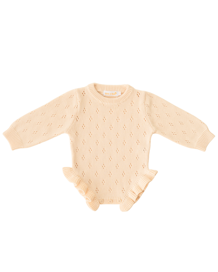 Frill Knit Pointelle Romper | Cream