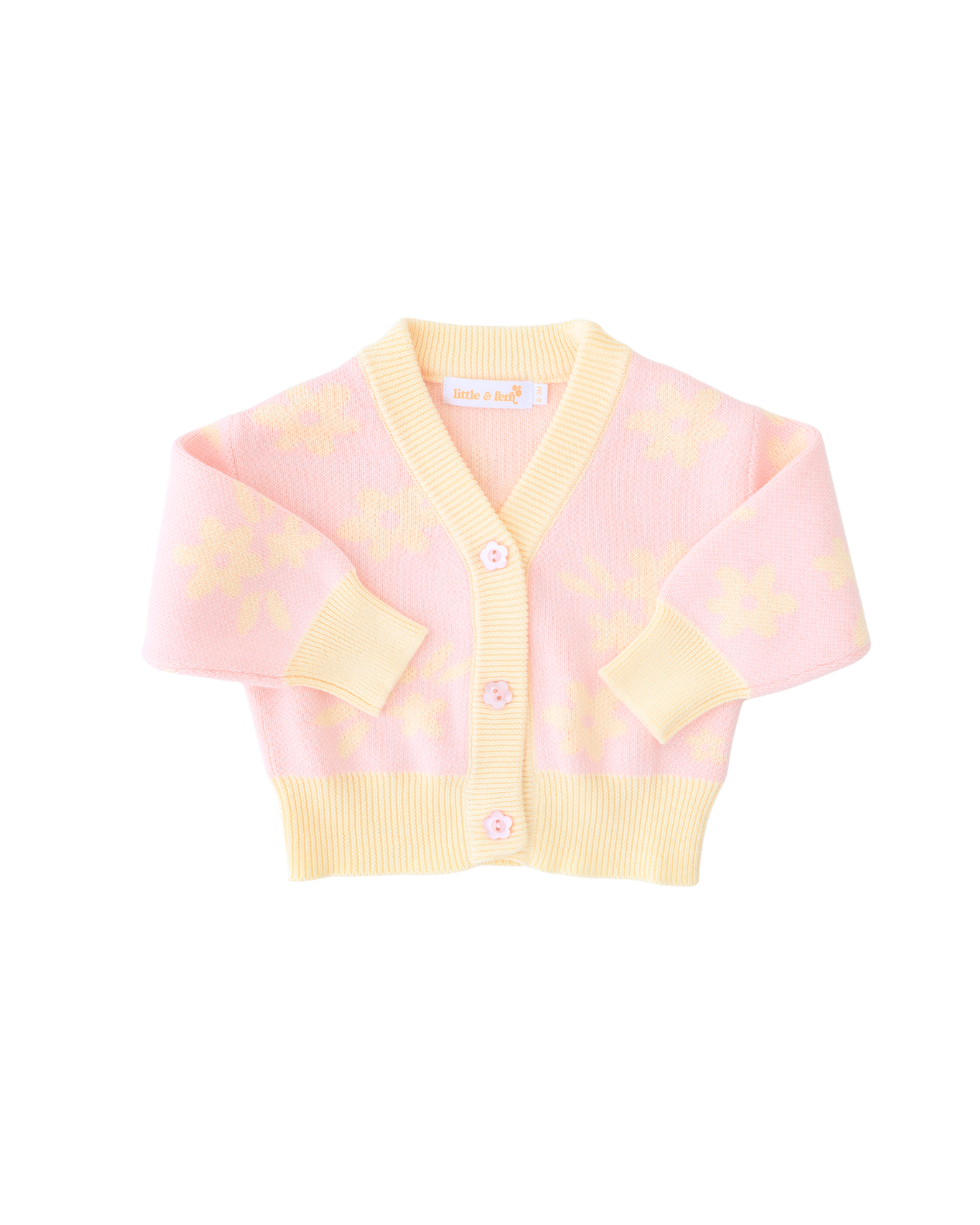 Knitted Cardigan | Daisy Floral Lemon