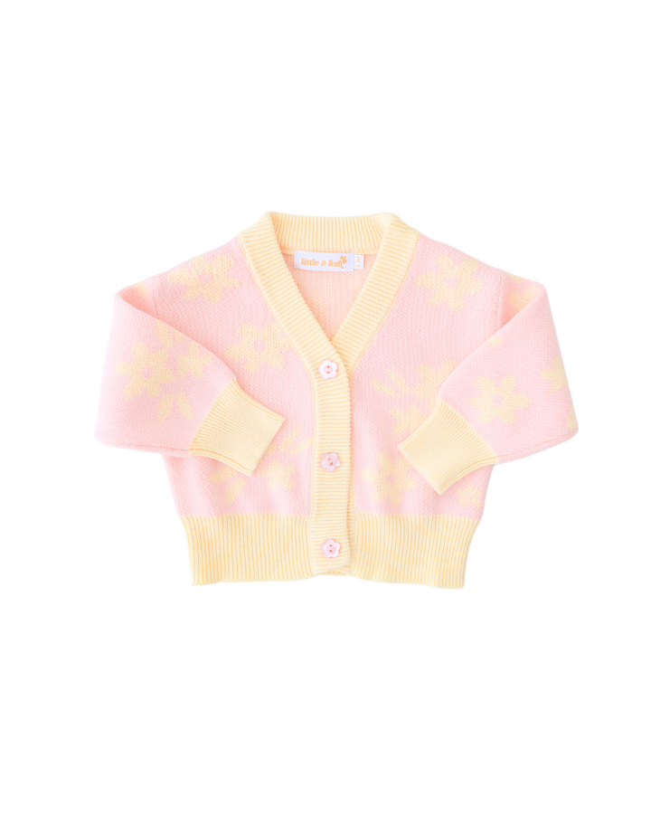 Knitted Cardigan | Daisy Floral Lemon