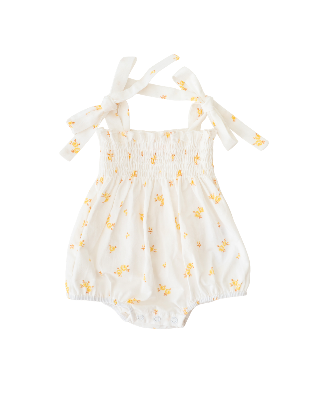 Tie Bubble Romper | Yellow Tiny Floral