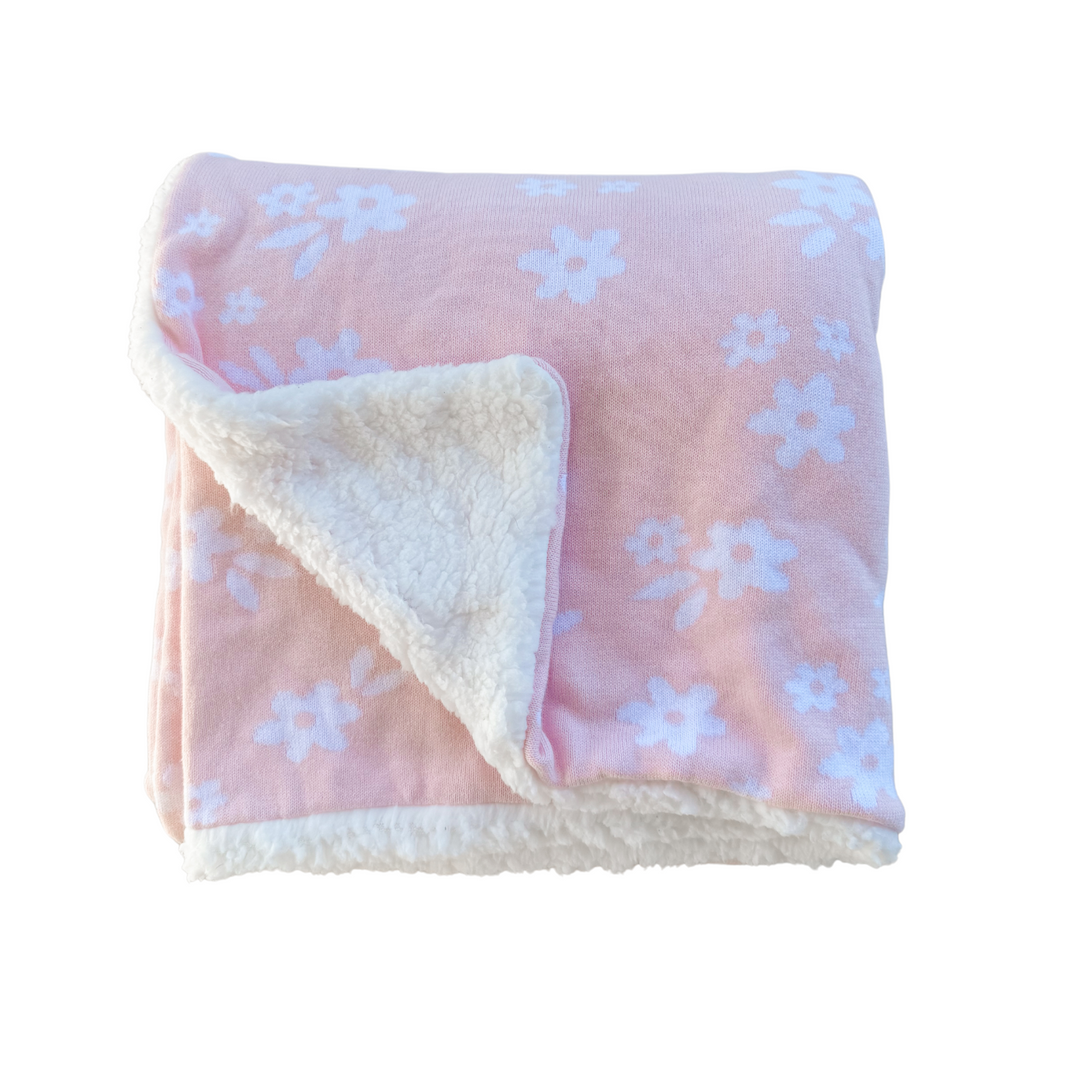 Knit Sherpa Blanket | Baby Pink & Milk