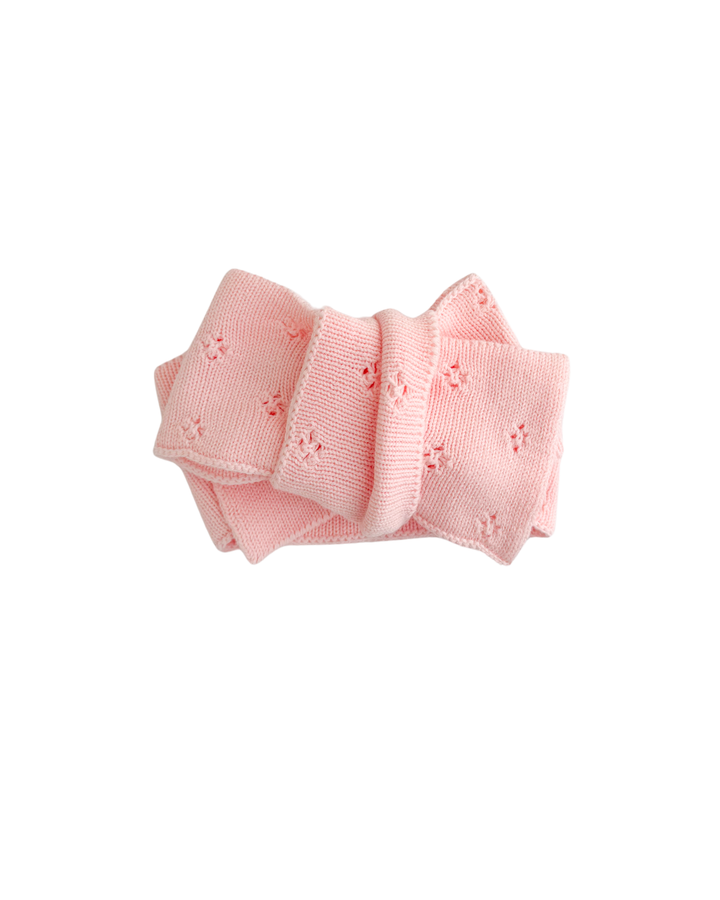 Knitted Oversized Topknot | Baby Pink Pointelle