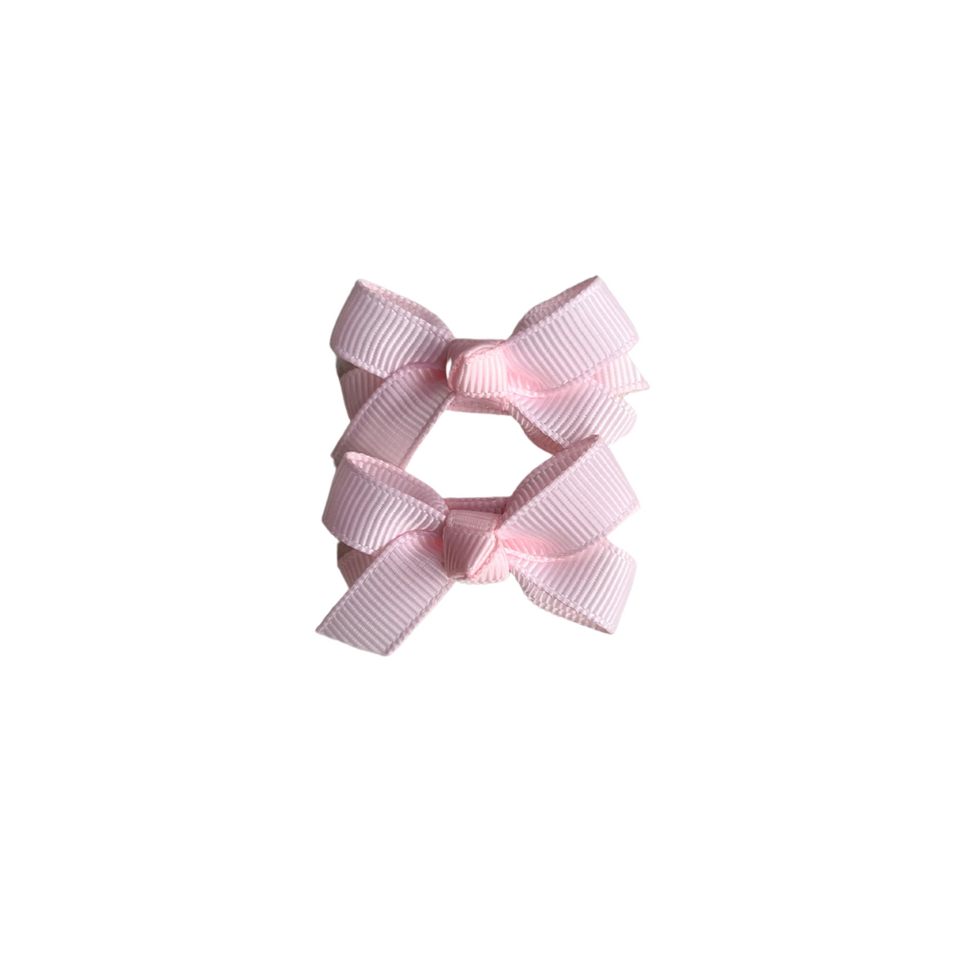 Mini Ribbon Bow Clips | Baby Pink