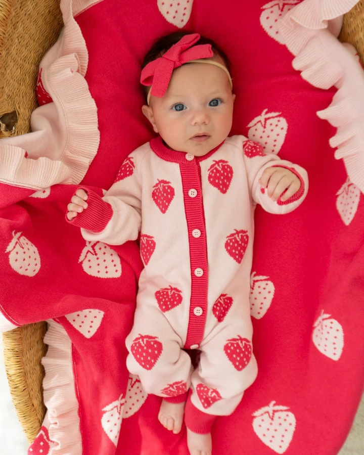Knit Classic Romper | Strawberries