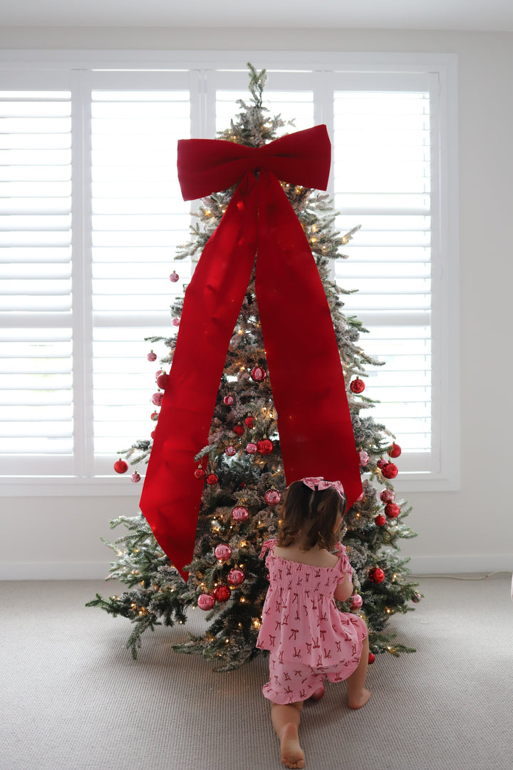Short Set | Linen Red Bows