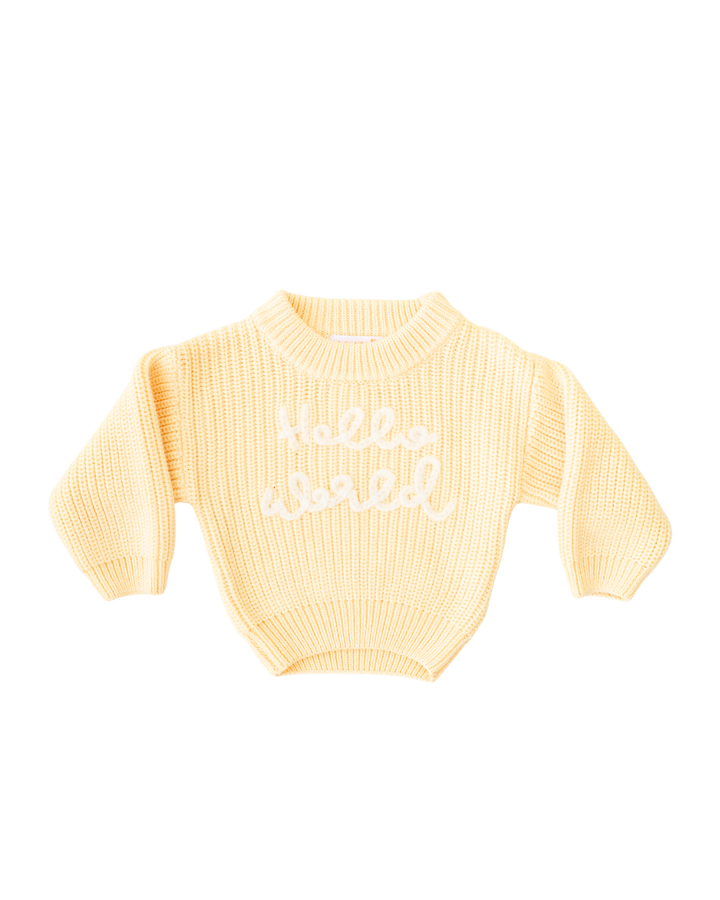 'Hello World' Chunky Knit Jumper | Lemon *PRE-ORDER*