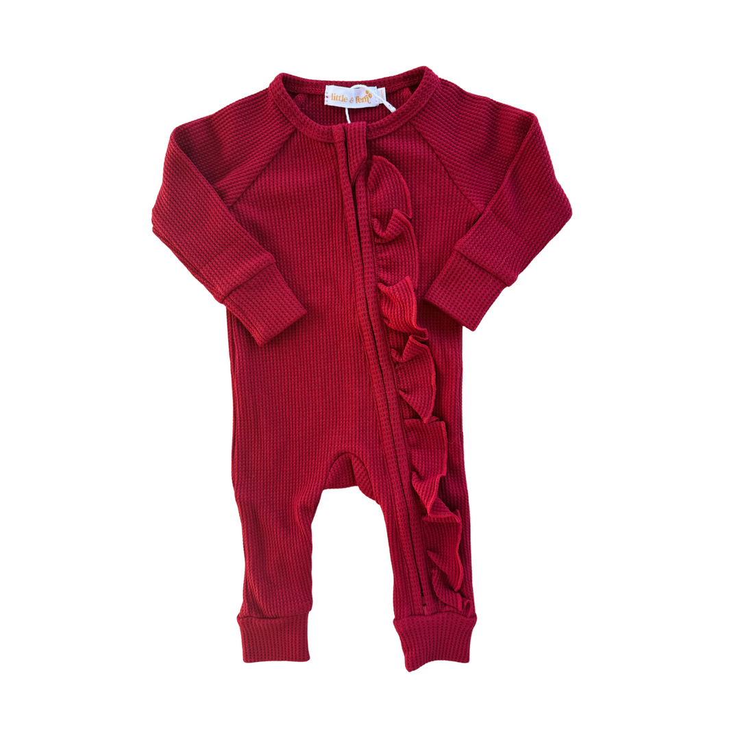 Frill Zip Romper | Rudolph Waffle