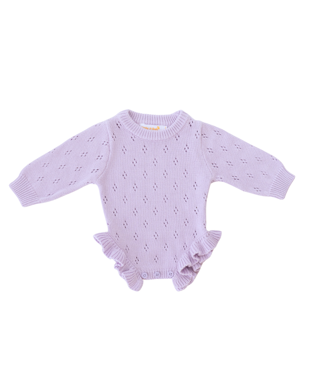 Frill Knit Pointelle Romper | Pastel Lilac