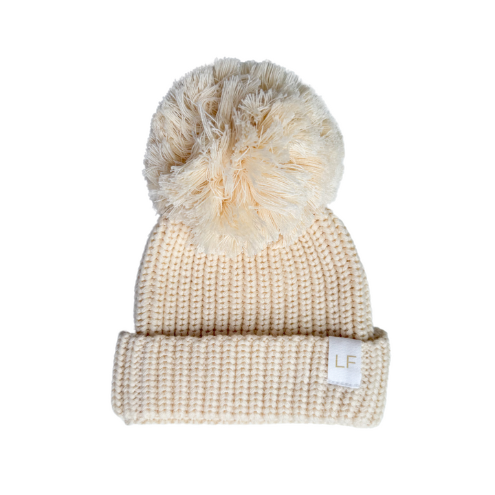 Knitted Pom Beanie | Cream