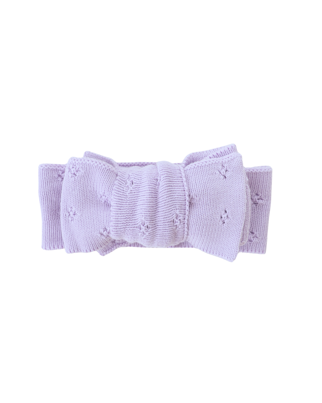 Knitted Oversized Topknot | Pastel Lilac Pointelle