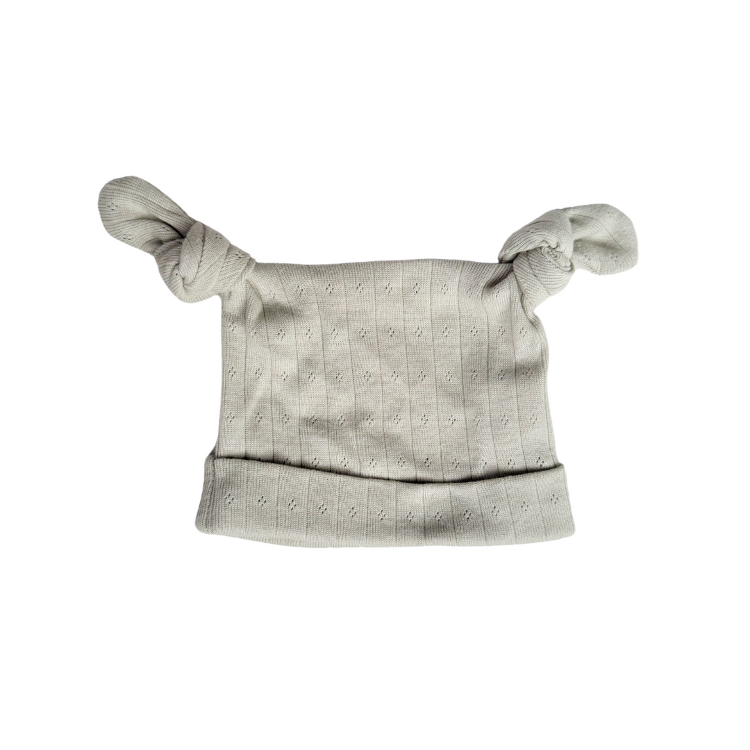 Essential Double Knot Beanie | Sage Green Pointelle