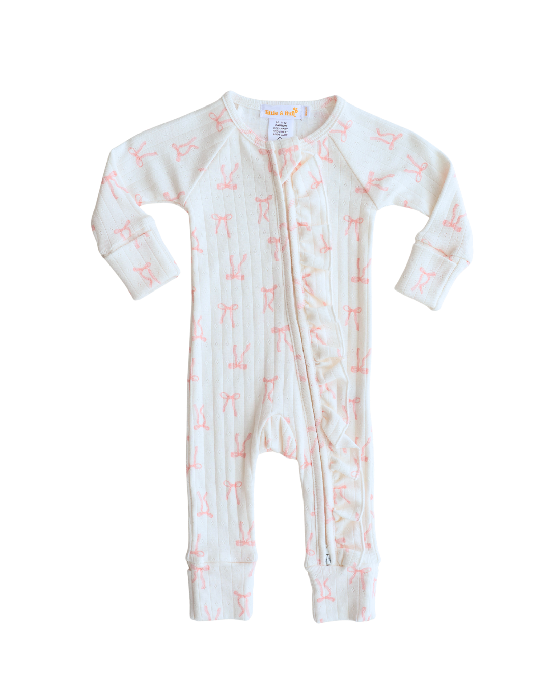 Essential Frill Zip Romper | Pink Bows