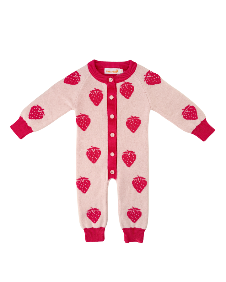 Knit Classic Romper | Strawberry