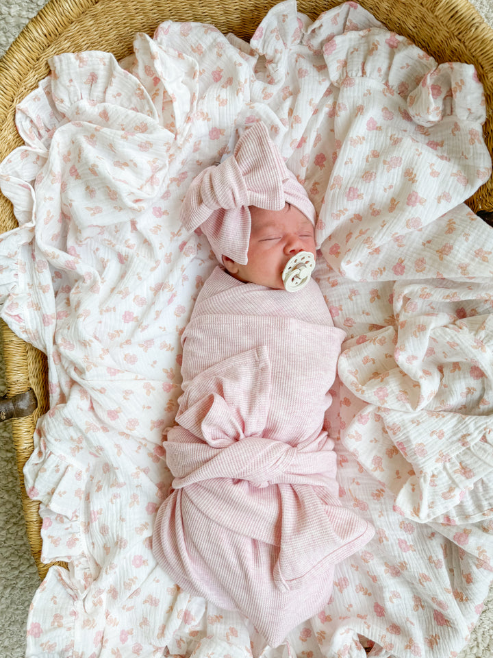 Swaddle Set | Waffle Baby Pink Marle *PRE ORDER*