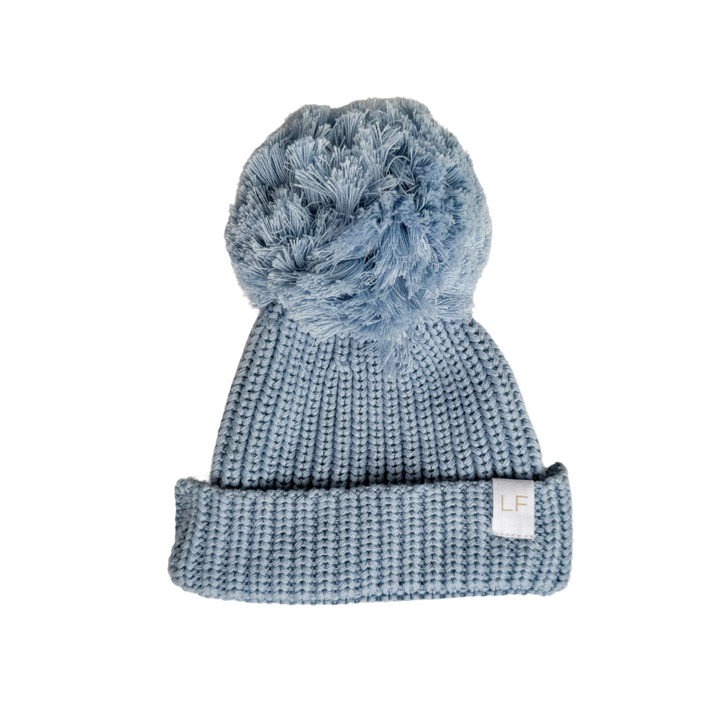 Knitted Pom Beanie | Blue