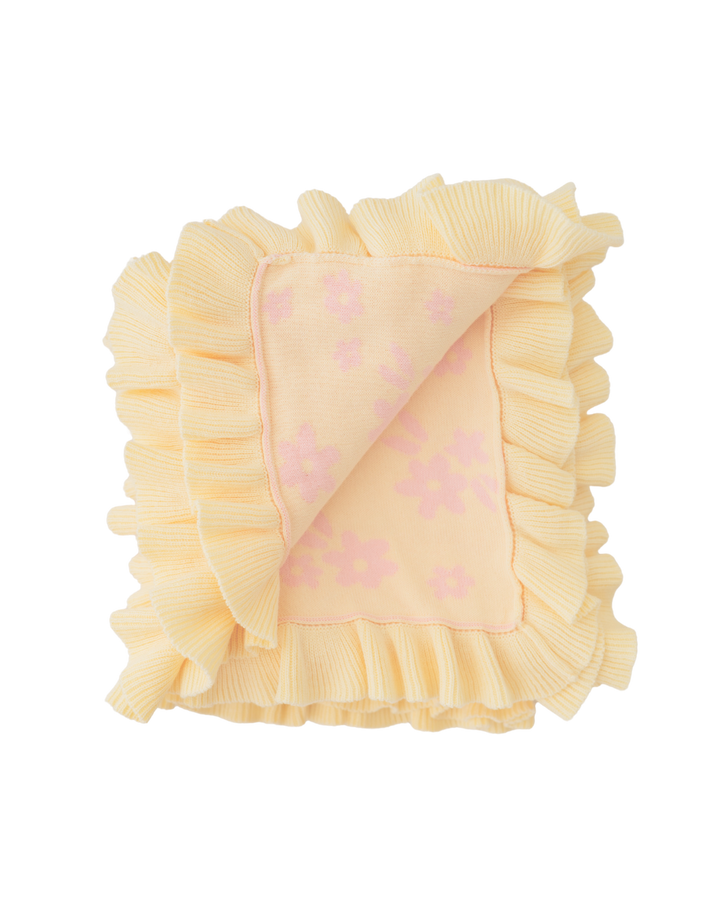 Frill Knit Blanket | Daisy Floral Lemon *PRE-ORDER*