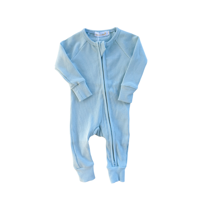 Zip Romper | Baby Blue Rib