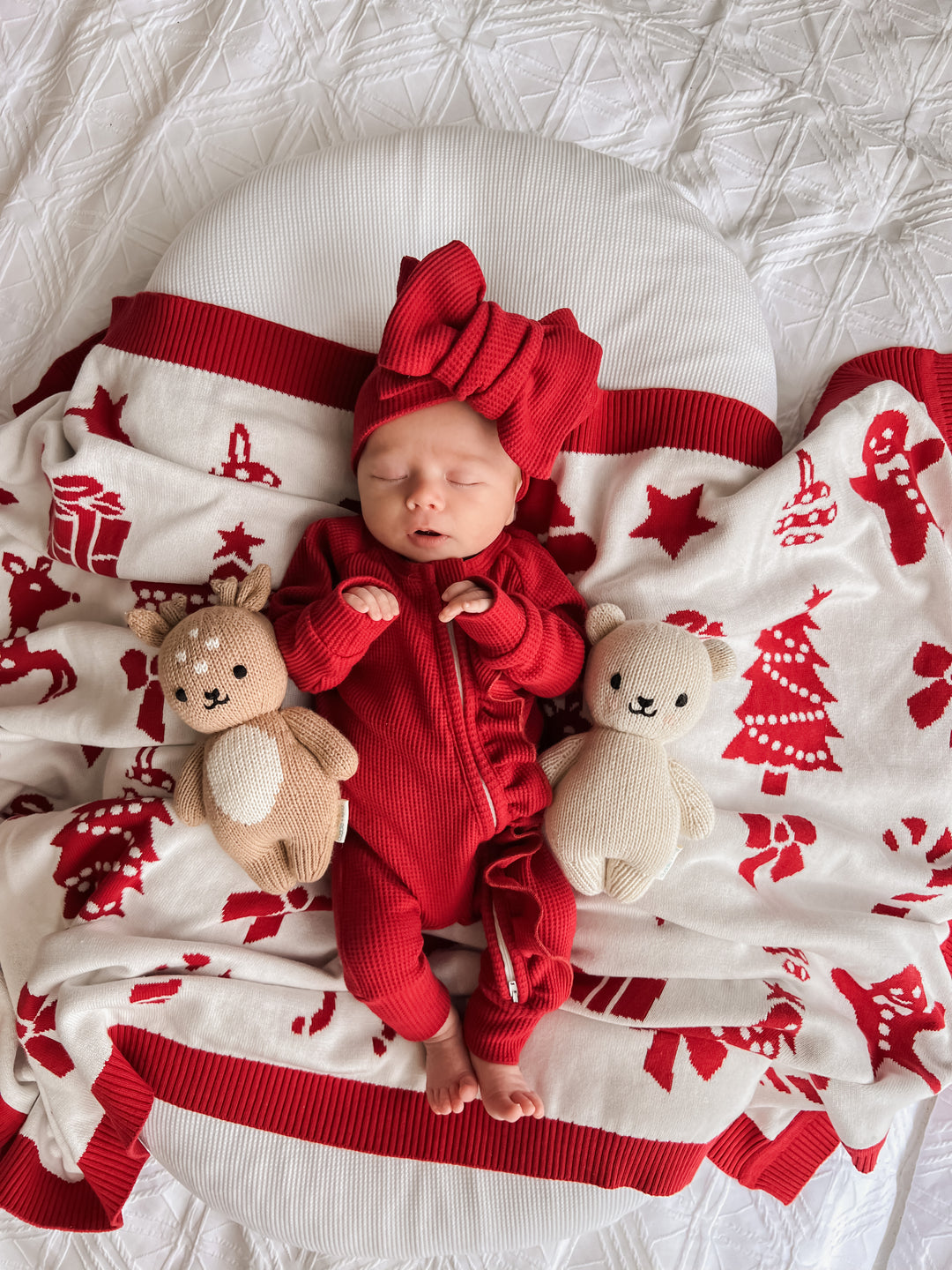 Heirloom Christmas Knit Border Blanket