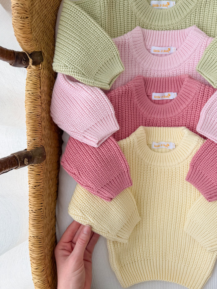 Chunky Baby Knit Jumper | Lemon