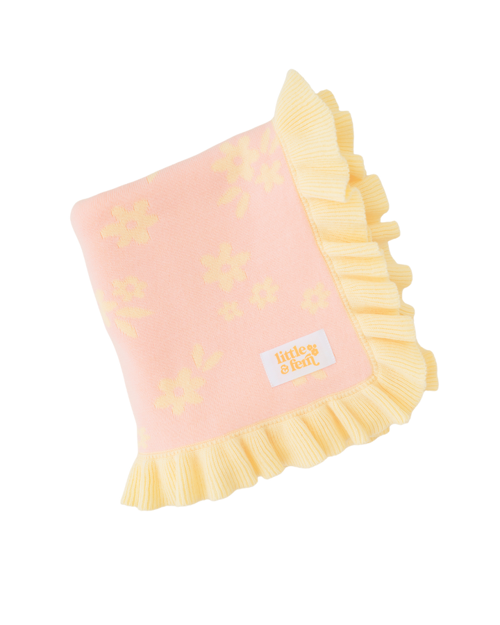 Frill Knit Blanket | Daisy Floral Lemon *PRE-ORDER*