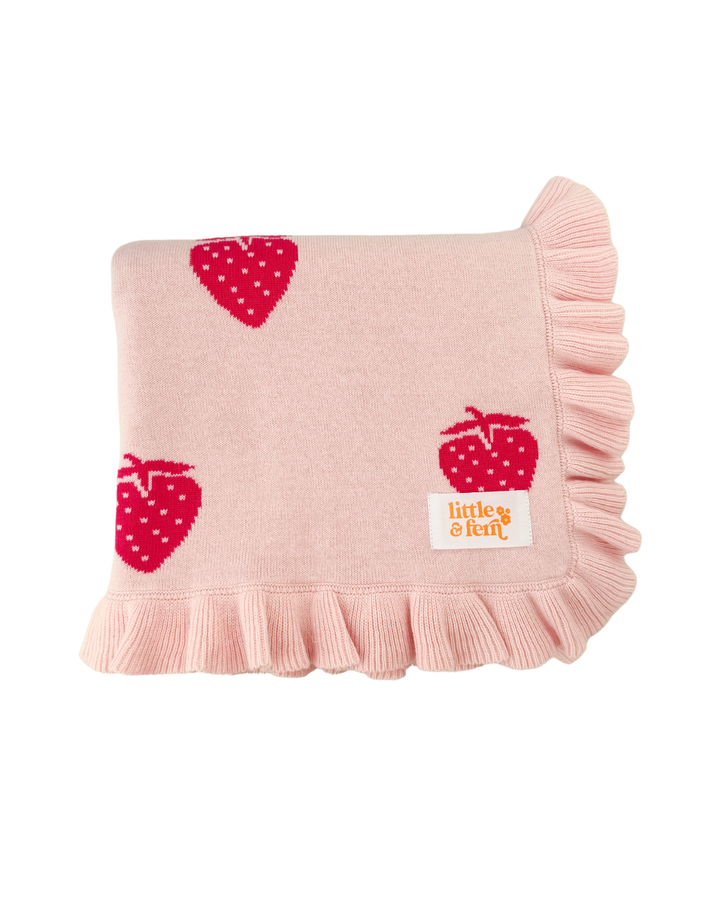 Frill Knit Blanket | Strawberries