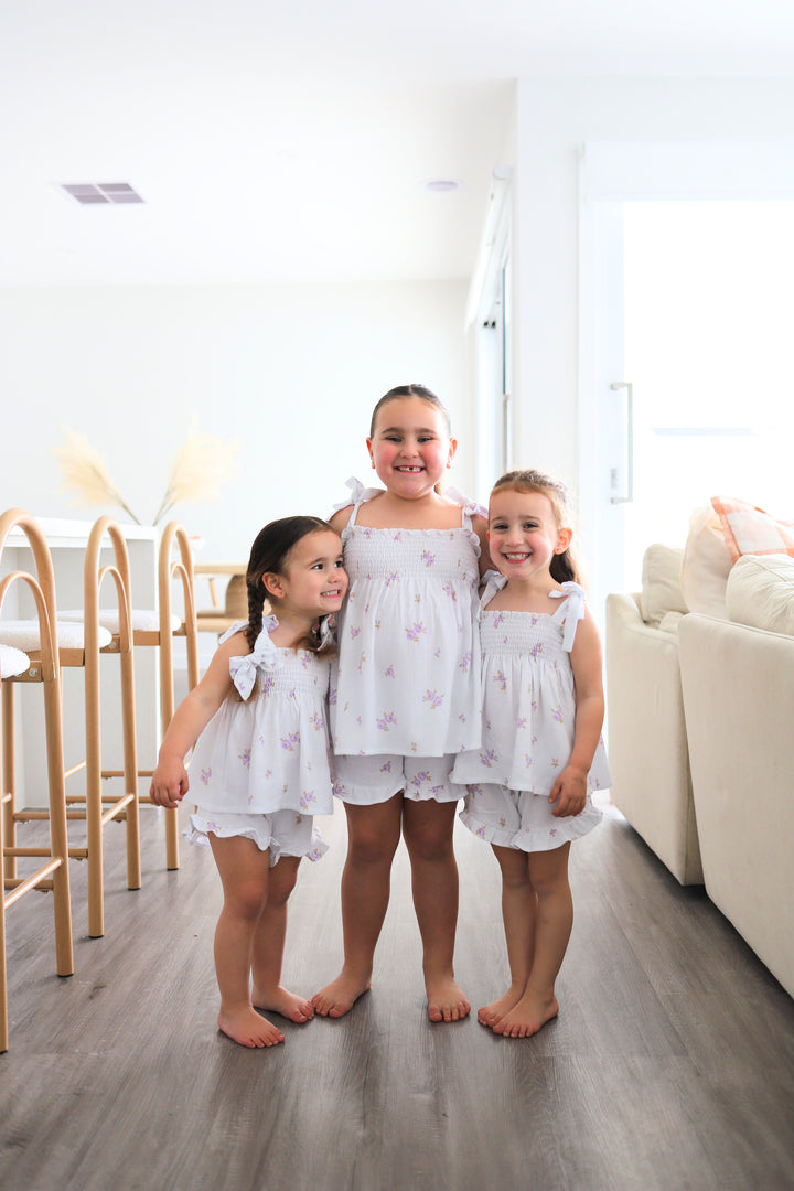 Linen Short Set | Lilac Floral