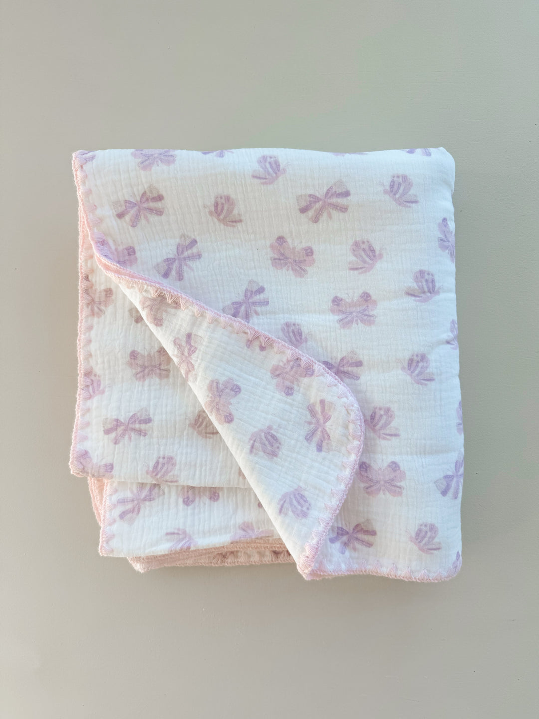 Organic Crinkle Muslin Blanket | Lilac Butterflies