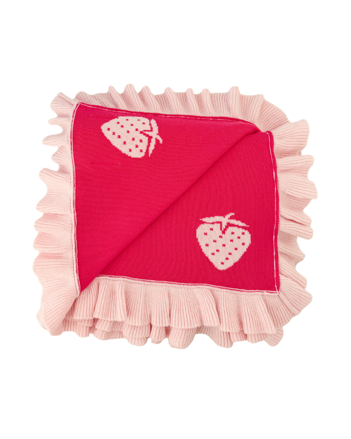 Frill Knit Blanket | Strawberries