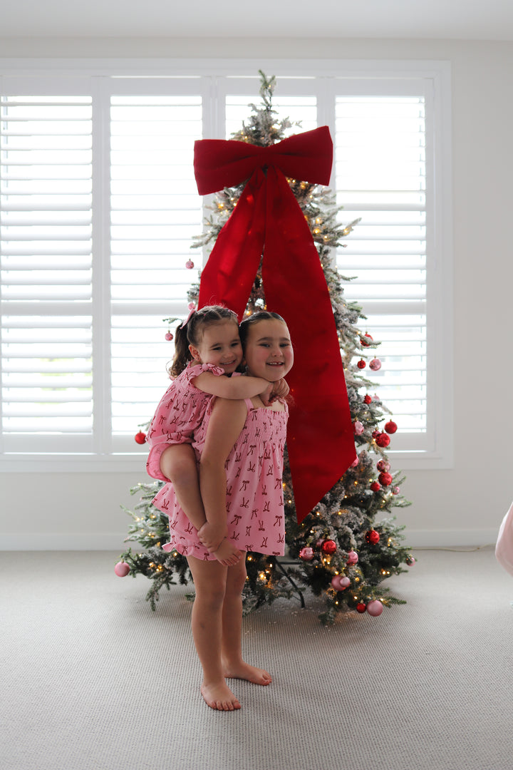 Short Set | Linen Red Bows