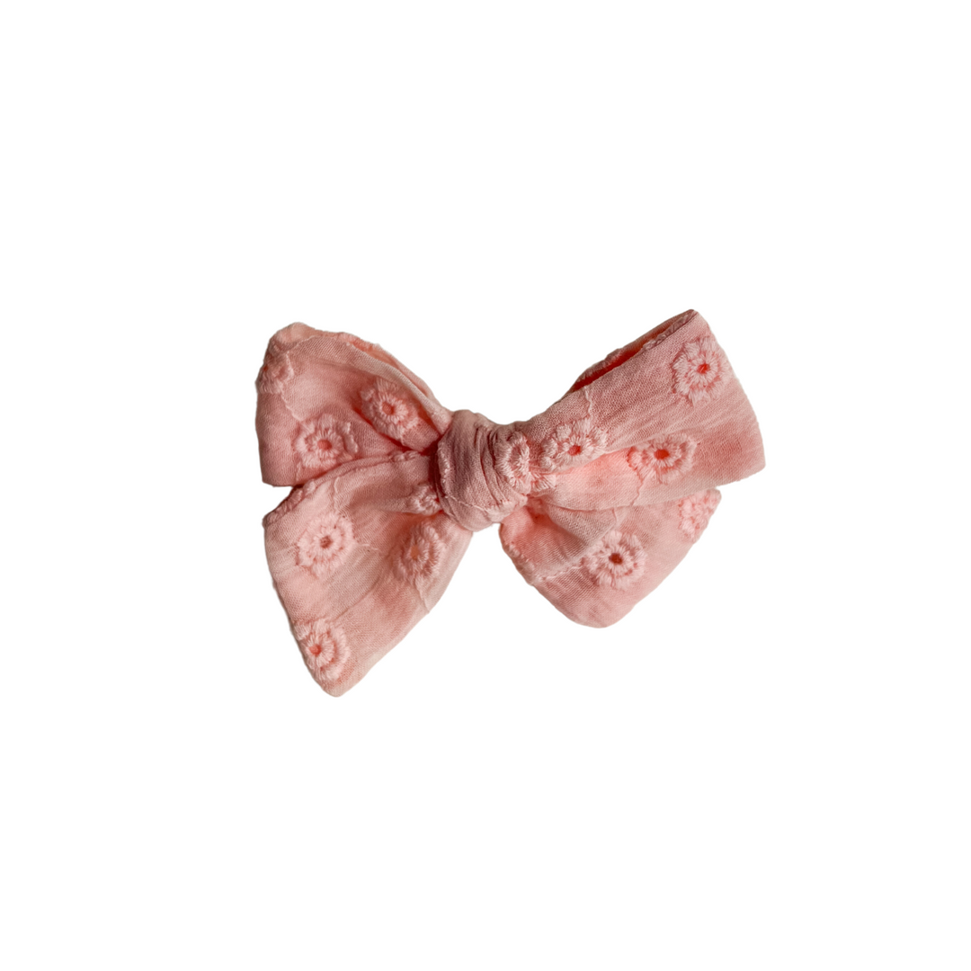 Pink Champagne Broiderie Pinwheel Bow