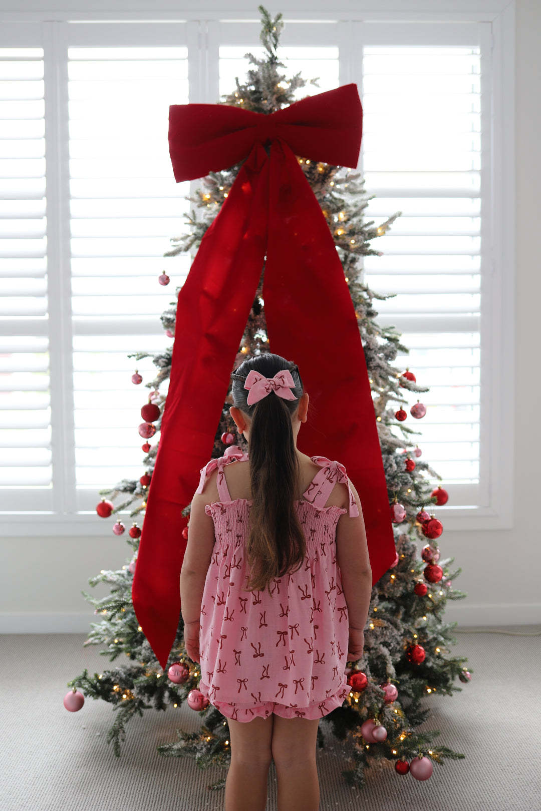 Short Set | Linen Red Bows