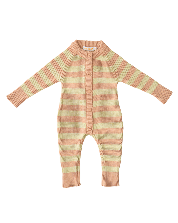 Chunky Knit Classic Romper | Matcha Stripe