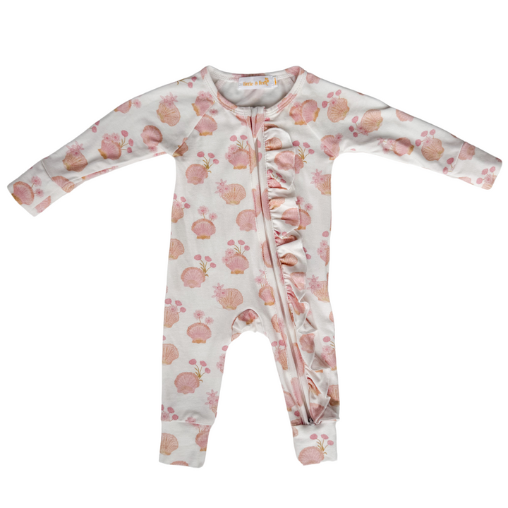Frill Zip Romper | Shell Floral