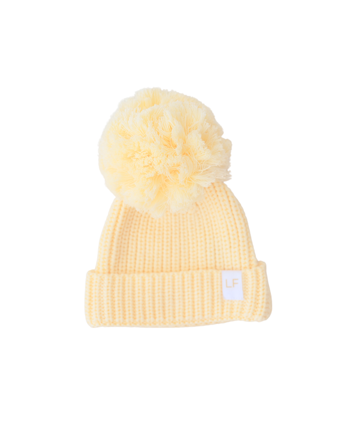 Knitted Pom Beanie | Lemon