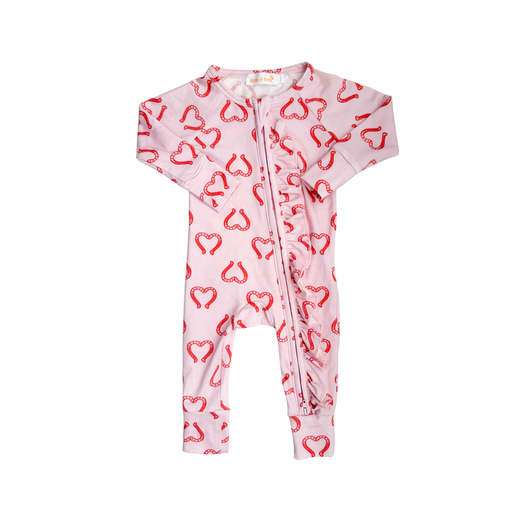 Frill Zip Romper | Western Red Hearts