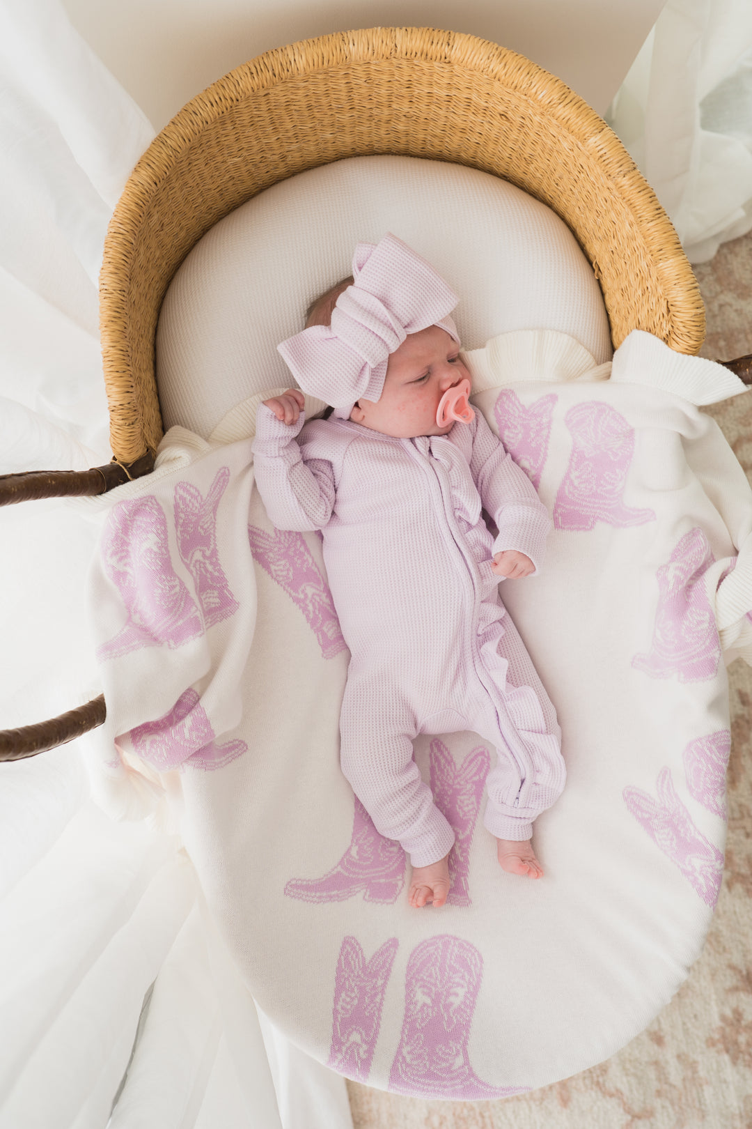 Knit Blanket | Lilac Cowgirl Boots