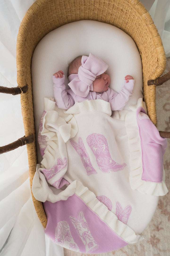 Knit Blanket | Lilac Cowgirl Boots
