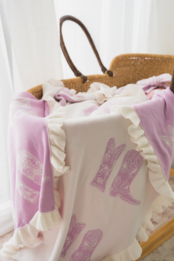 Knit Blanket | Lilac Cowgirl Boots
