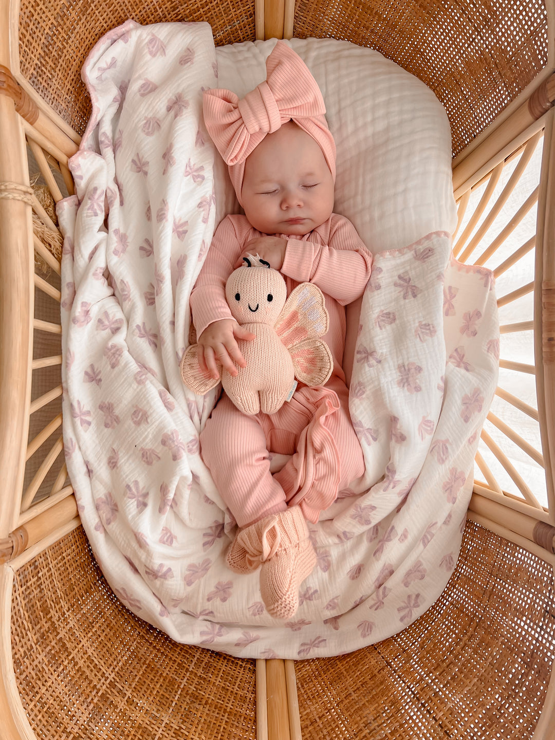 Organic Crinkle Muslin Blanket | Lilac Butterflies