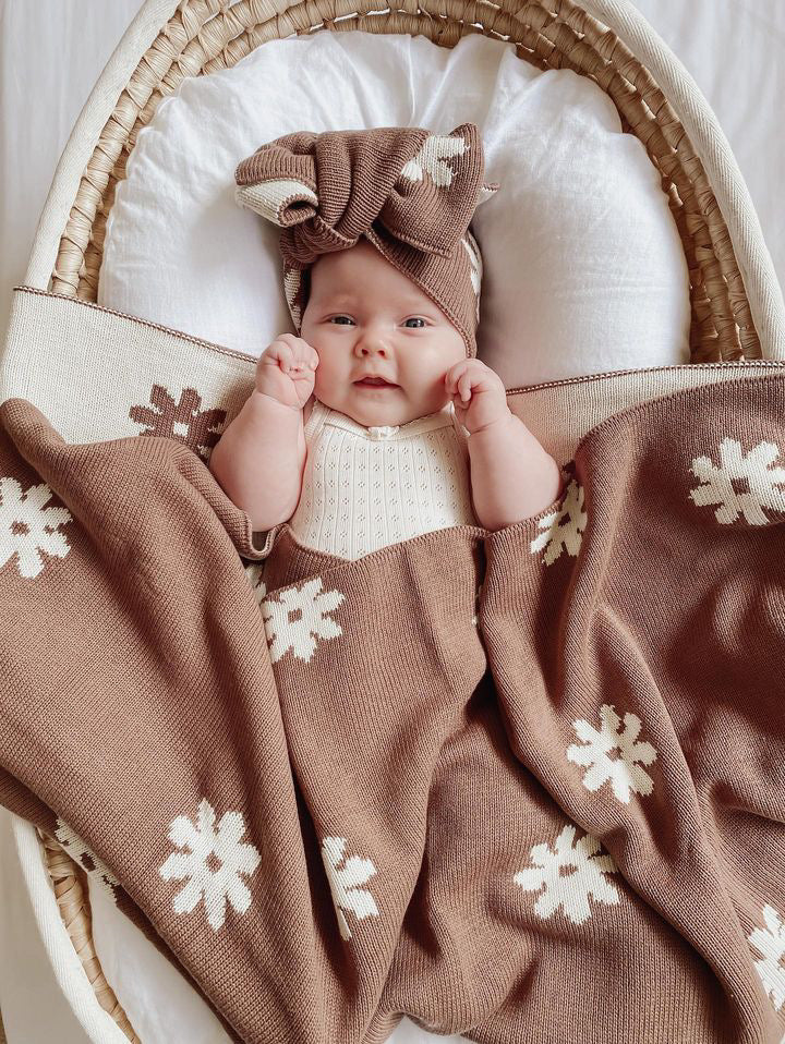 Chocolate Floral Knit Oversized Topknot