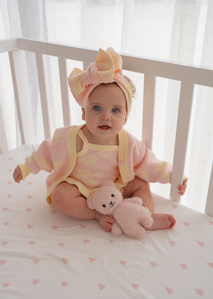 Knitted Oversized Topknot | Daisy Floral Lemon *PRE-ORDER*